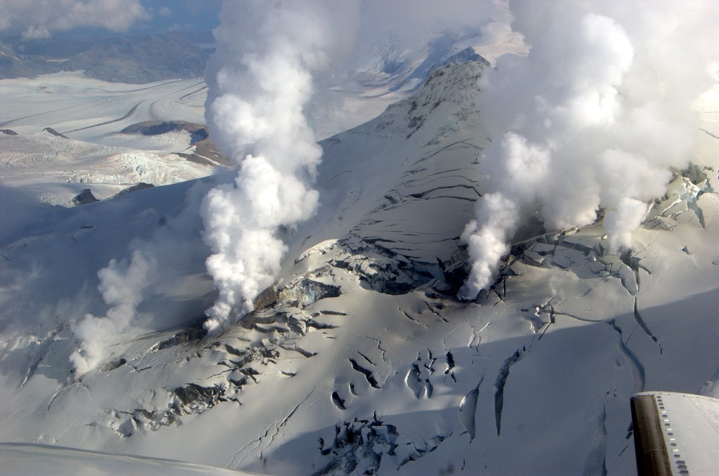 Active fumaroles on Fourpeaked Mountain in Katmai National Park. (2006 photo)